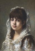 Alexei Harlamov, Portrait of ayoung girl wearing a white veil